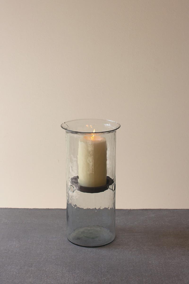 Box of 2 — Mini Glass Candle Cylinders with Rustic Insert / Large