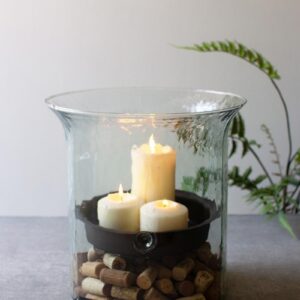 Recycled Glass, Giant Glass Candle Cylinder With Rustic Insert