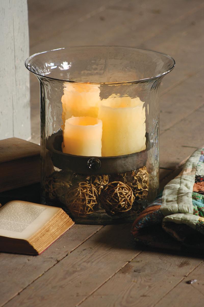 Recycled Glass, Giant Glass Candle Cylinder With Rustic Insert