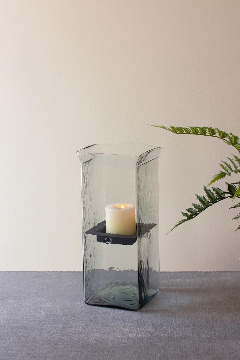 Square Candle Hurricane – Medium, Clear
