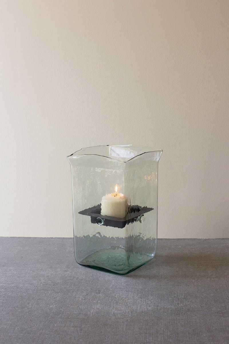 Square Candle Hurricane – Small, Clear