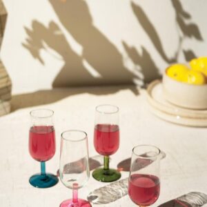Recycled Glass, Apertif Glasses With Colored Stems – One Each