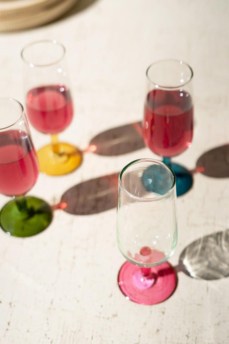 Recycled Glass, Apertif Glasses With Colored Stems – One Each