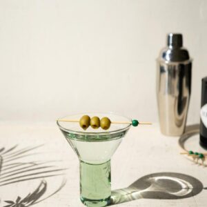 Recycled Glass, Clear Martini Glass With Solid Base, Green