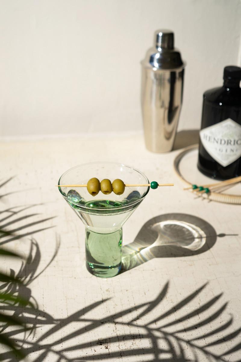 Recycled Glass, Clear Martini Glass With Solid Base, Green
