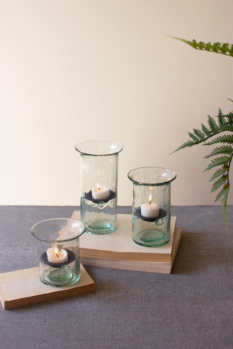 Recycled Glass Votive Cylinders, Clear