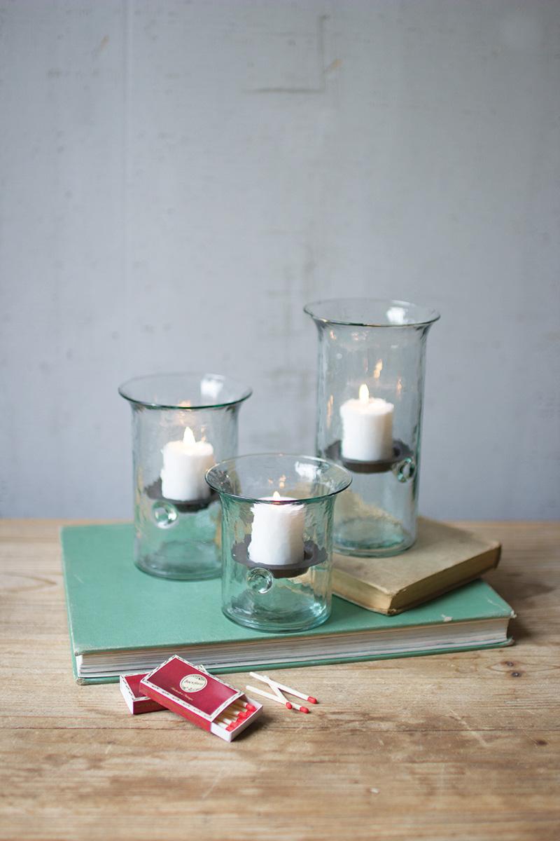 Recycled Glass Votive Cylinders, Clear