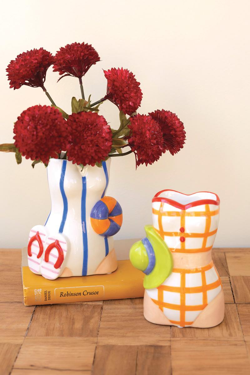 Box of 2 — Set of 2 Ceramic Swimsuit Vases