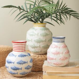 Ceramic Vases With Fish – One Each