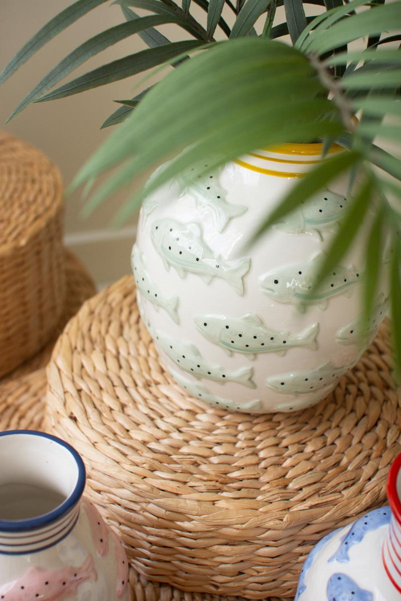 Ceramic Vases With Fish – One Each