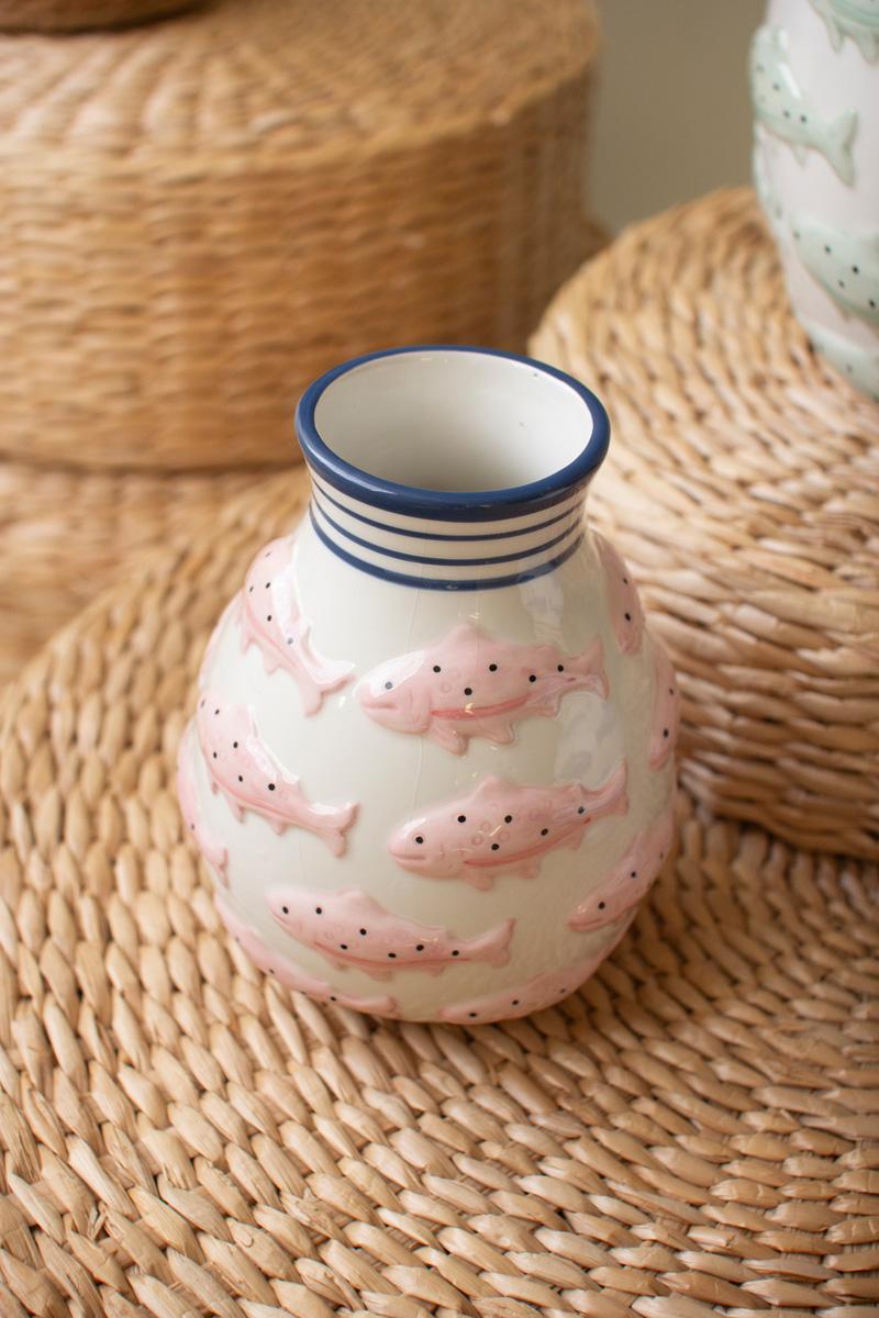 Ceramic Vases With Fish – One Each