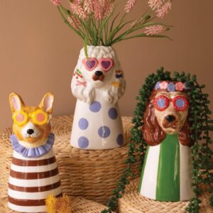 Ceramic Dogs With Sun Shades Vases