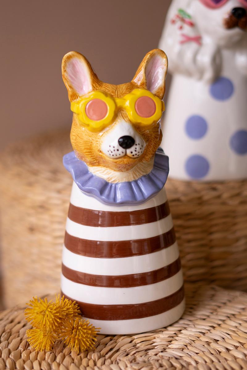 Ceramic Dogs With Sun Shades Vases