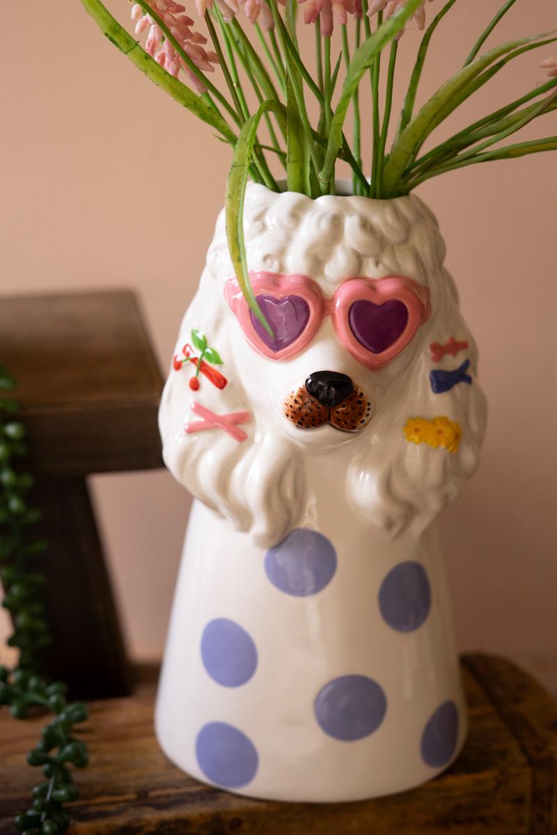 Ceramic Dogs With Sun Shades Vases
