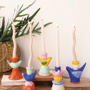 Ceramic Birds Taper Candle Holders