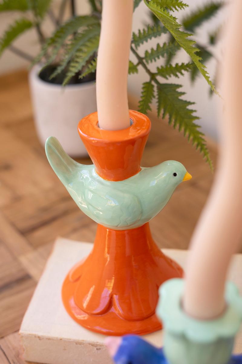 Ceramic Birds Taper Candle Holders