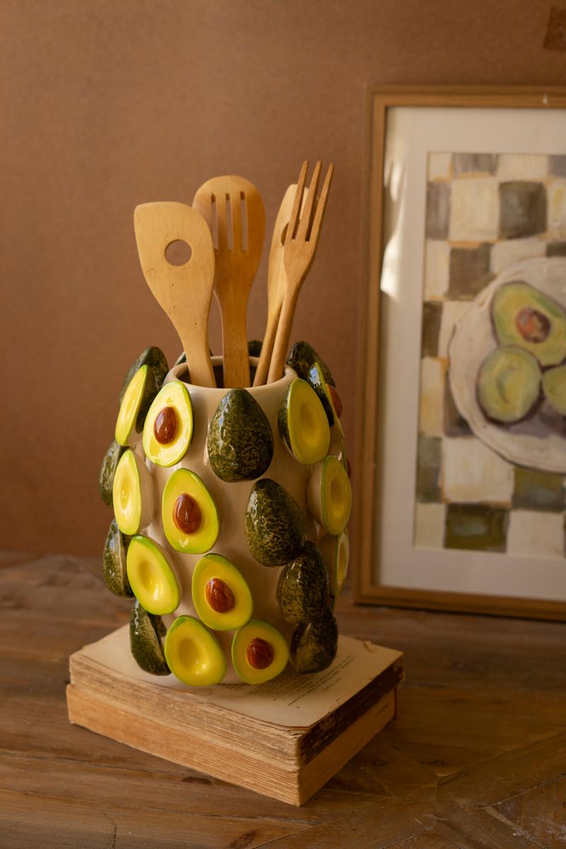 Ceramic Vase – Avocados, Multi/Green