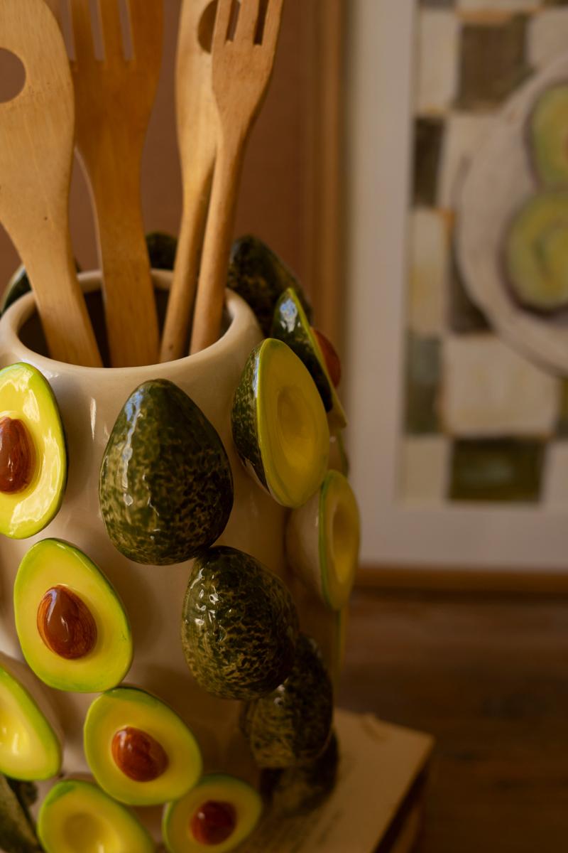 Ceramic Vase – Avocados, Multi/Green