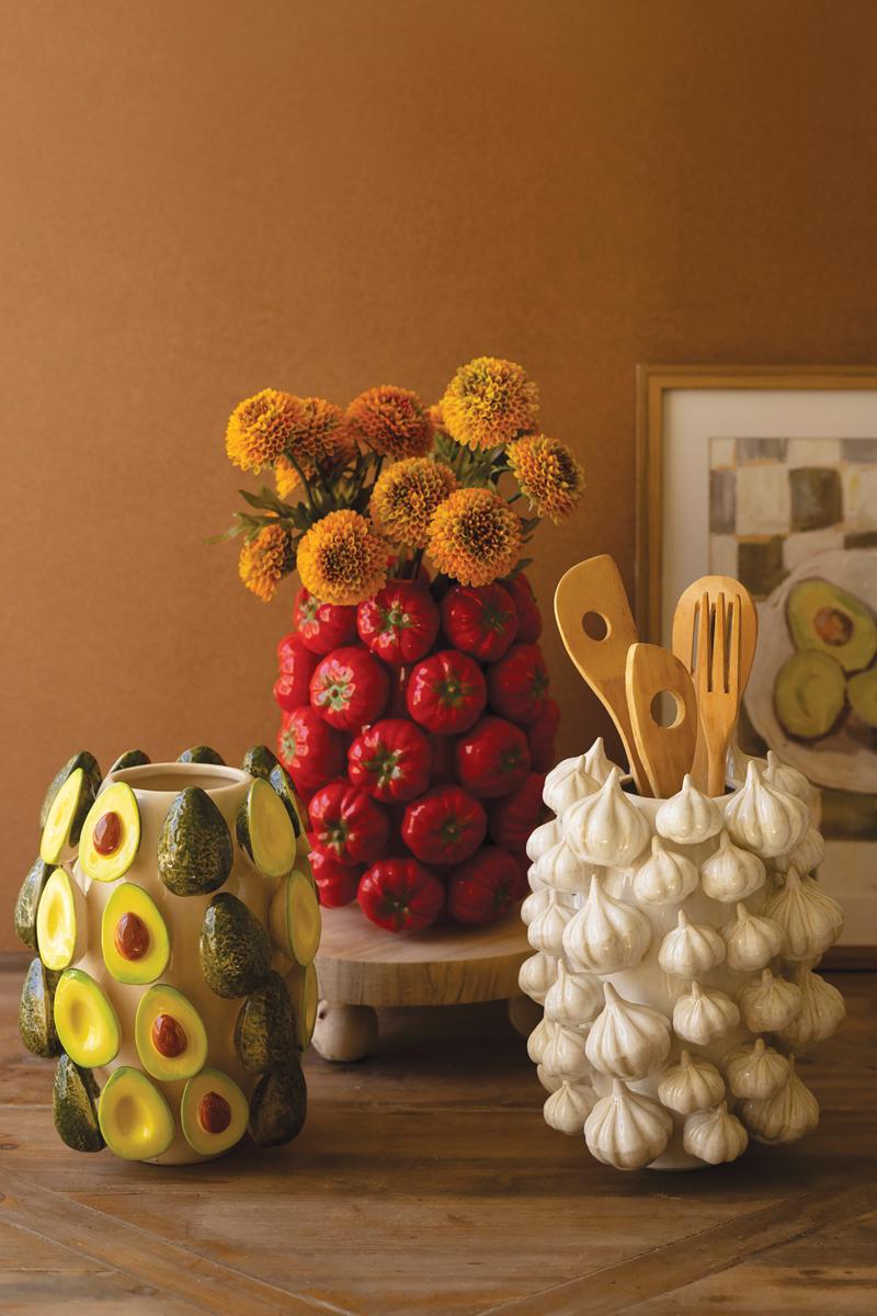 Ceramic Vase – Avocados, Multi/Green