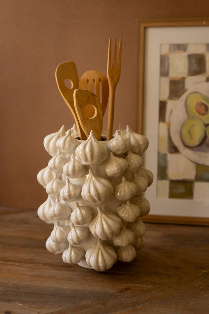 Ceramic Vase – Garlic, White