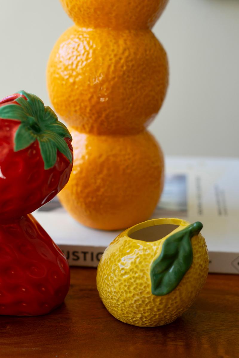Box of 2 — Set of 3 Strawberry, Orange and Lemon Ceramic Bud Vases