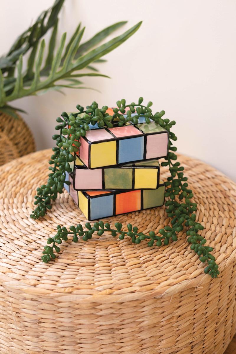 Box of 2 — Ceramic Game Cube Bud Vase