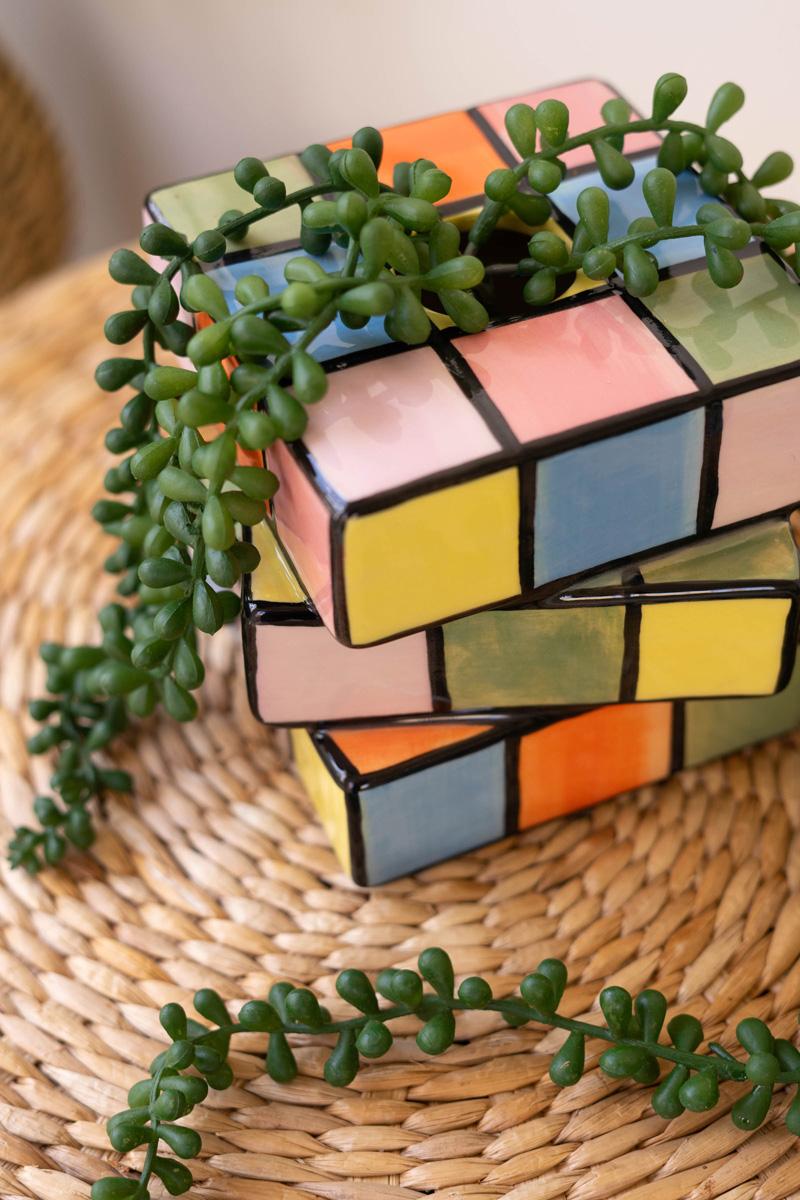 Box of 2 — Ceramic Game Cube Bud Vase