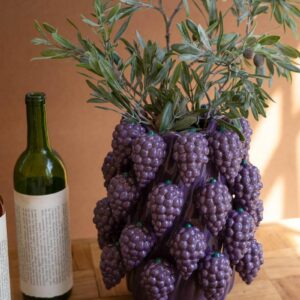 Ceramic Grapes Vase, Purple