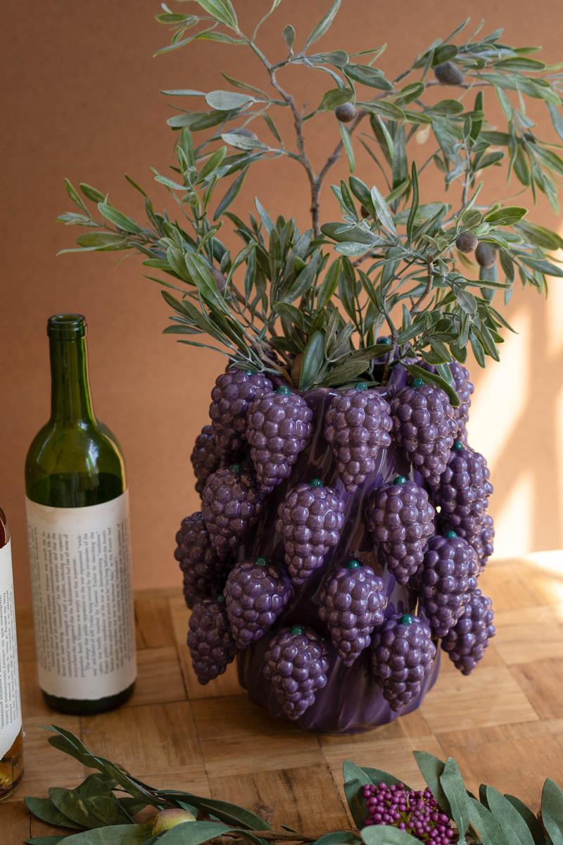Ceramic Grapes Vase, Purple