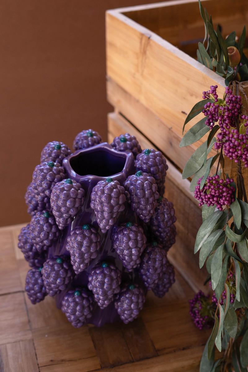 Ceramic Grapes Vase, Purple