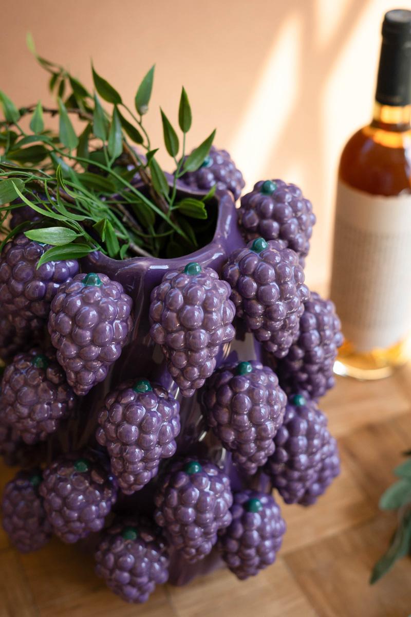 Ceramic Grapes Vase, Purple