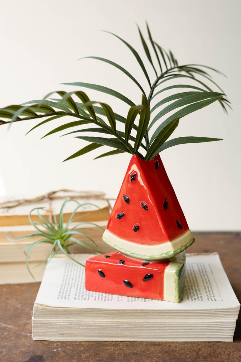 Box of 3 — Ceramic Watermelon Bud Vase