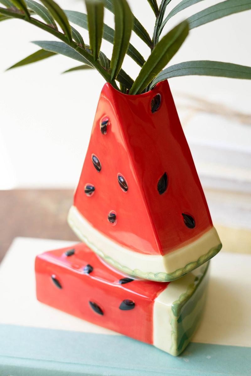 Box of 3 — Ceramic Watermelon Bud Vase