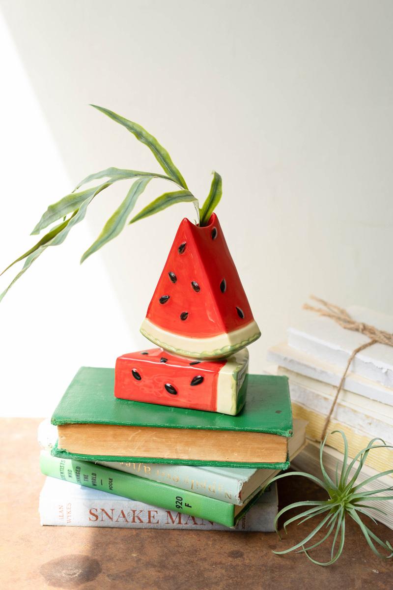 Box of 3 — Ceramic Watermelon Bud Vase