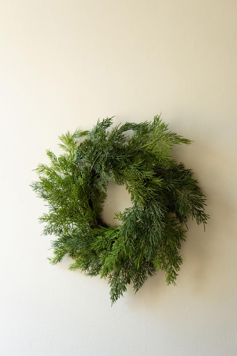 Artificial Cedar Wreath – 16″D, Green