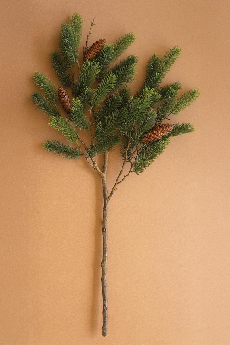 Artificial Fir Spray With Pine Cones, Green