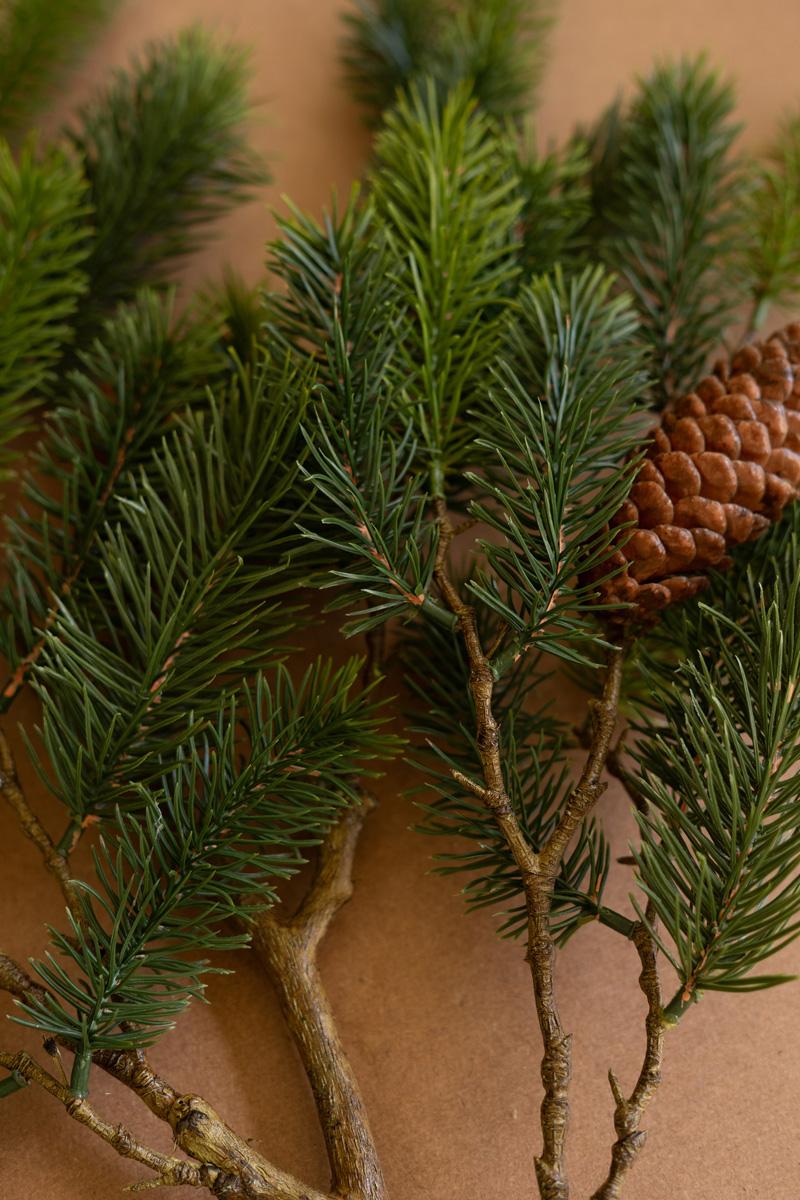 Artificial Fir Spray With Pine Cones, Green