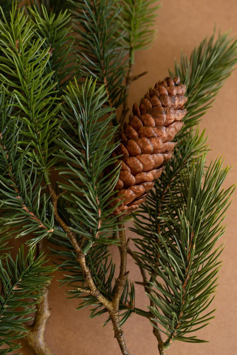 Artificial Fir Spray With Pine Cones, Green