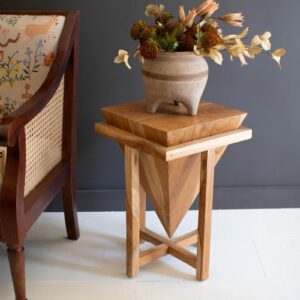 Teakwood Pyramid Side Table