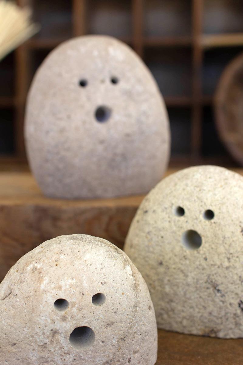 Box of 2 — Set of 3 Tabletop River Rock Ghosts