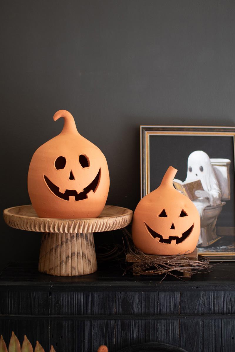 Terracotta Clay Jack-O-Lanterns, Orange