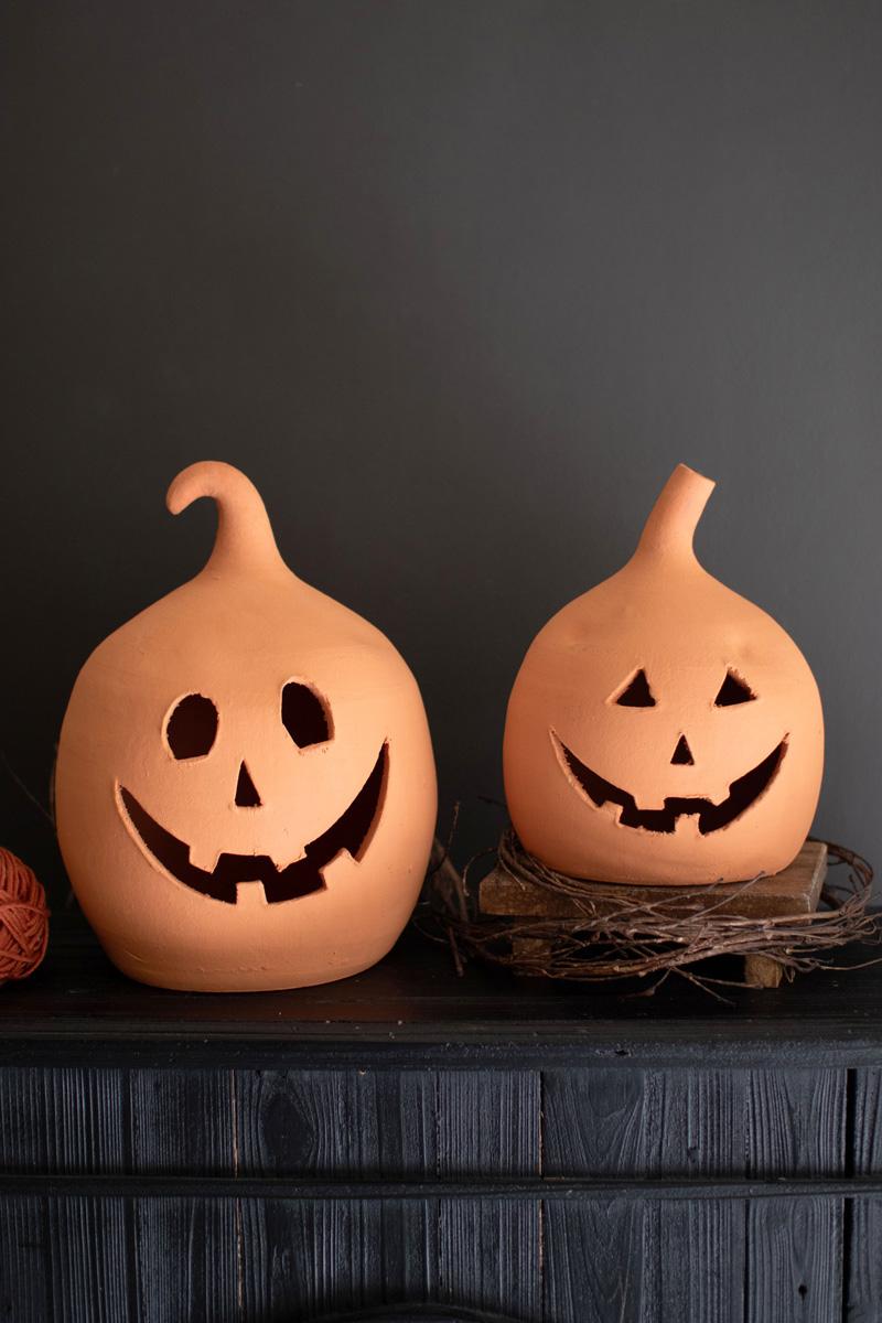 Terracotta Clay Jack-O-Lanterns, Orange