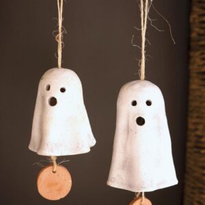 Box of 2 — Set of 2 Clay Hanging Ghost Chimes