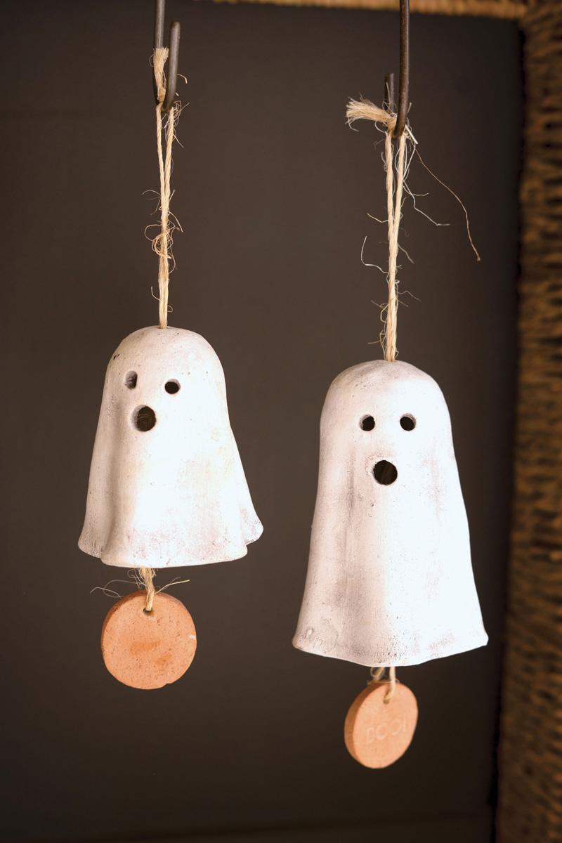 Box of 2 — Set of 2 Clay Hanging Ghost Chimes