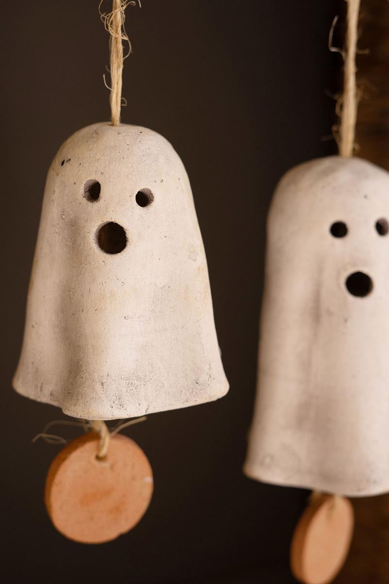 Box of 2 — Set of 2 Clay Hanging Ghost Chimes