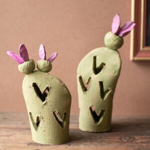 Box of 2 — Set of 2 Prickly Pear Clay Luminaries