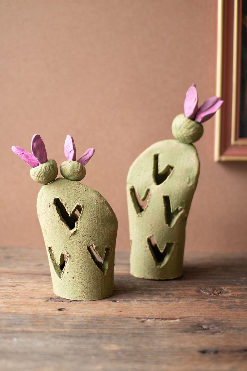 Box of 2 — Set of 2 Prickly Pear Clay Luminaries
