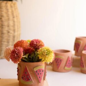 Short Clay Watermelon Vase