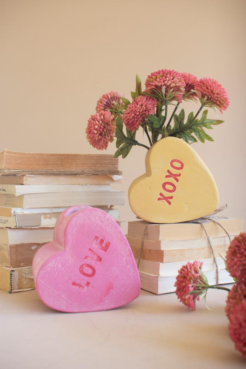 Clay Valentine Heart Vases