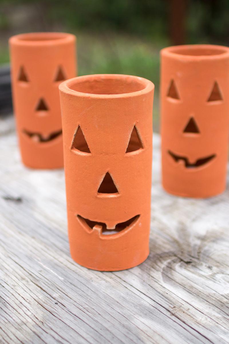 Tall Terracotta Jack-O-Lantern, Orange